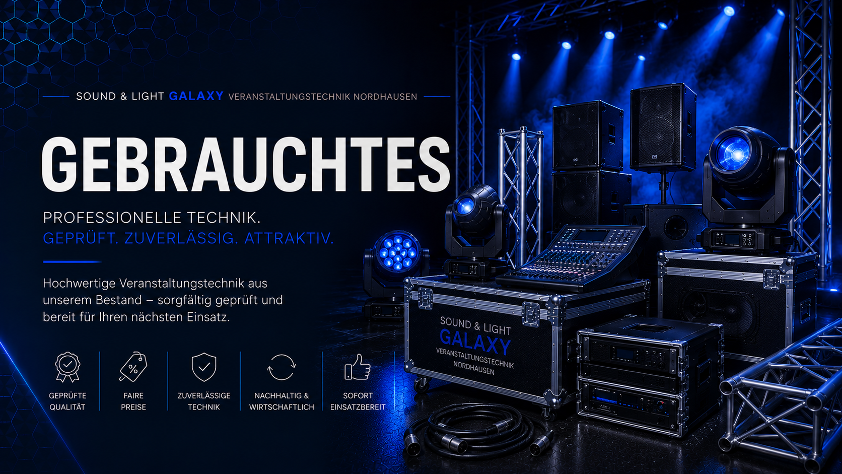 Grafik für Seite Gebrauchtes_Sound & Light Galaxy Headerbild_Seite Gebrauchtes