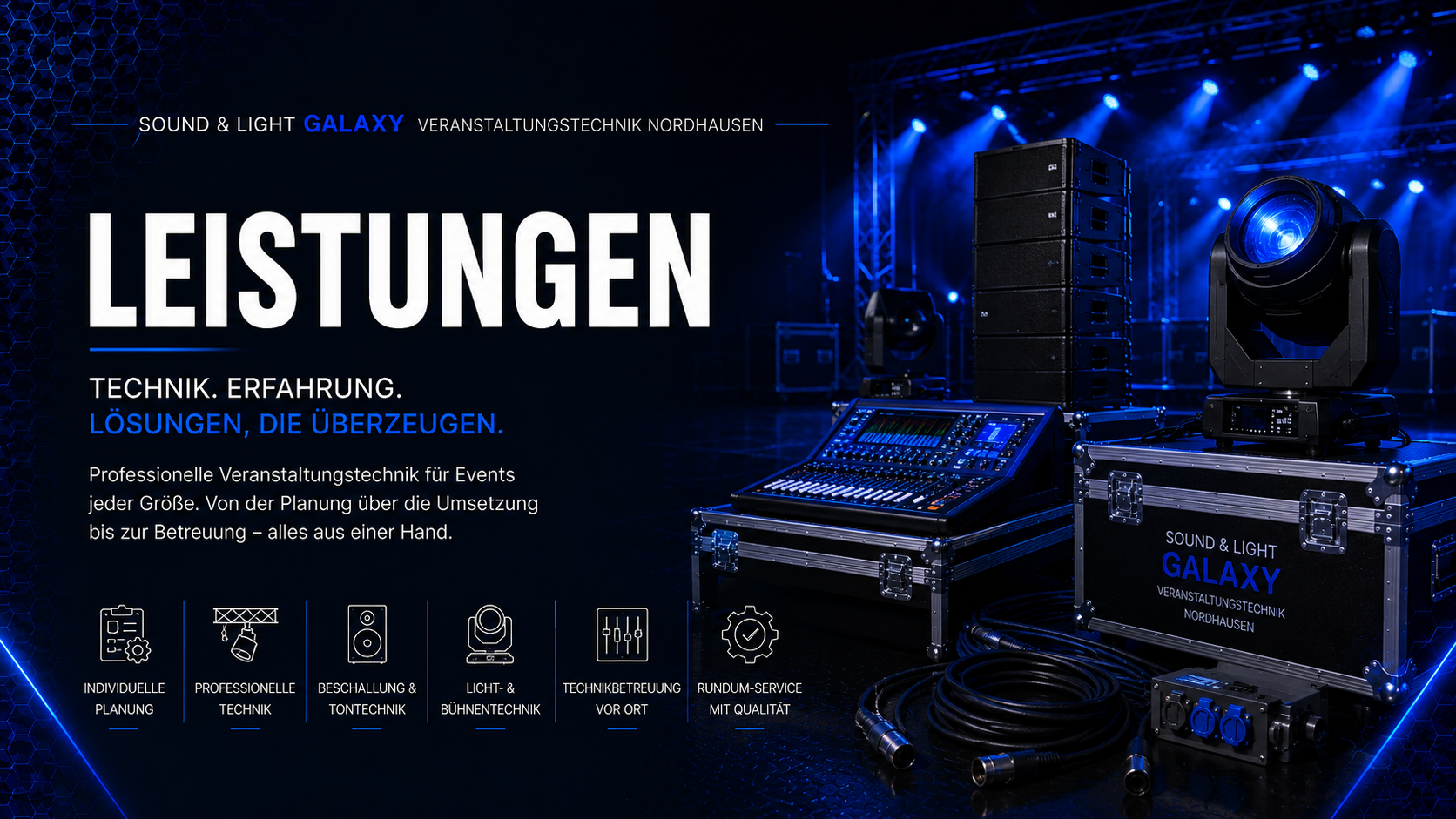 Grafik für Seite Leistungen_Sound & Light Galaxy Headerbild Seite_Leistungen